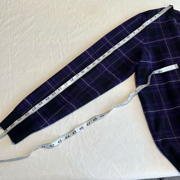 Vintage Polo Golf Ralph Lauren Purple Plaid Sweater Mens Merino Wool Cashmere - Picture 7 of 7